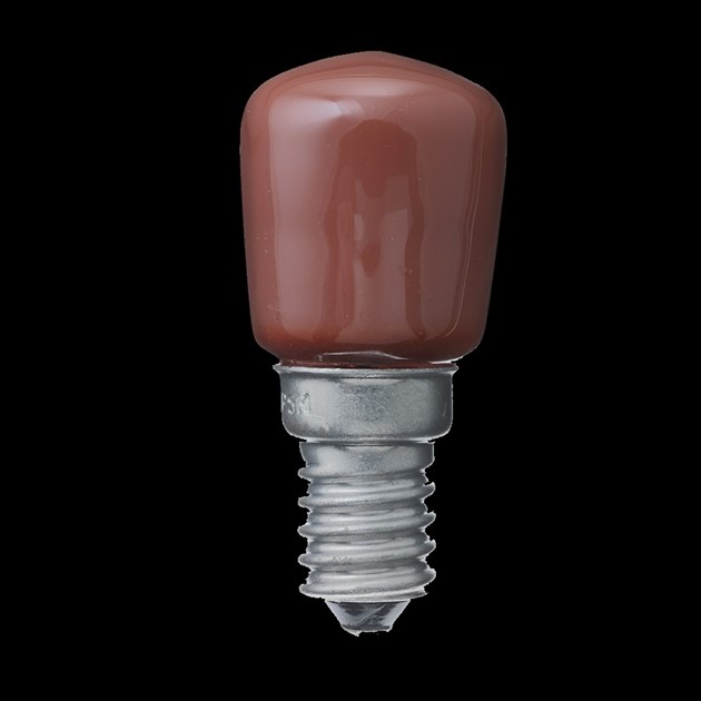 Päronlampa röd E14 15W